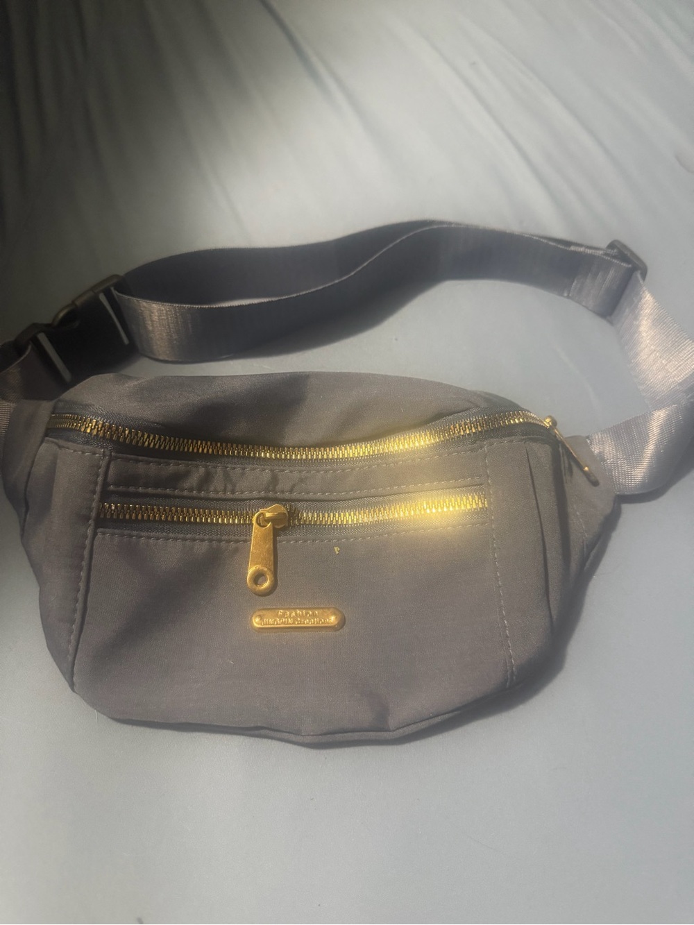 Light blue Crossbody Waist Bag with Gold Hardware